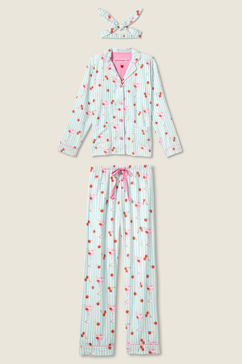 Pj Salvage Flannels Ma Cherie Cherry Print 3-Piece PJ Set